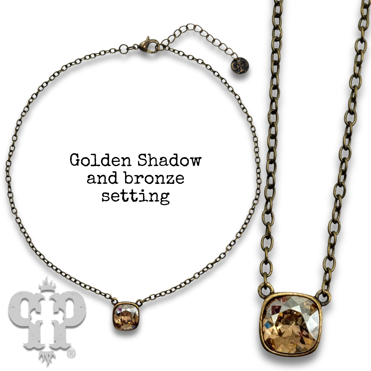 Austrian square crystal chain necklace, 12mm
