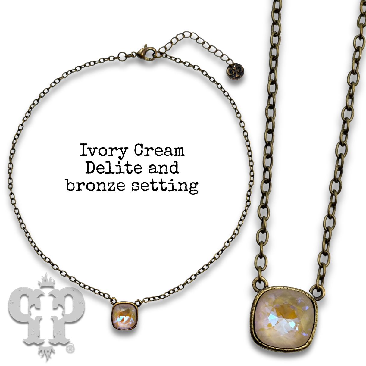 Austrian square crystal chain necklace, 12mm