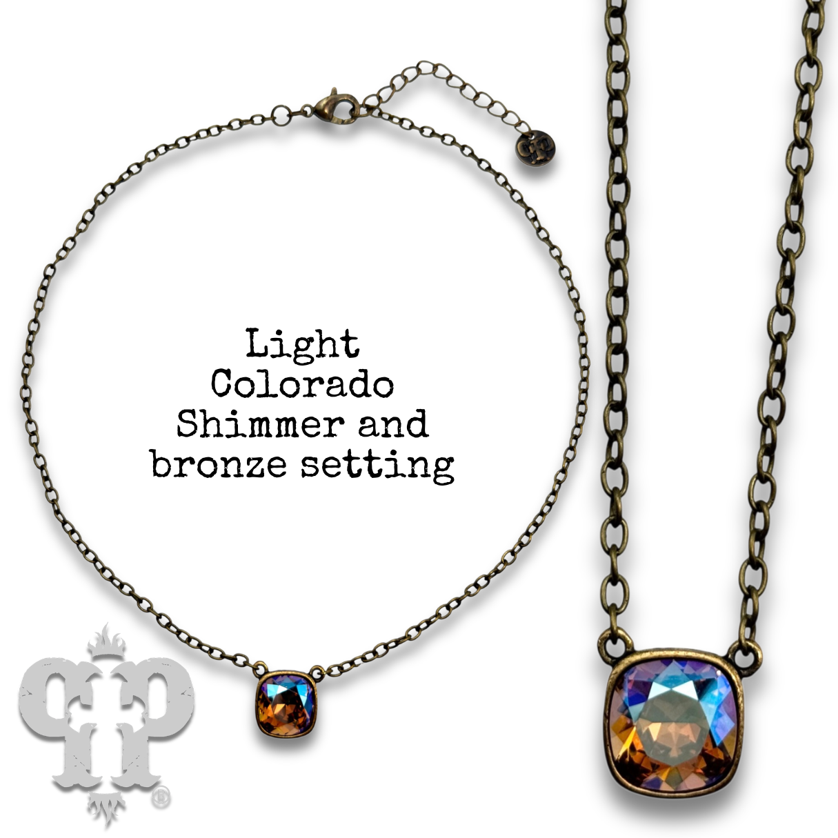 Austrian square crystal chain necklace, 12mm