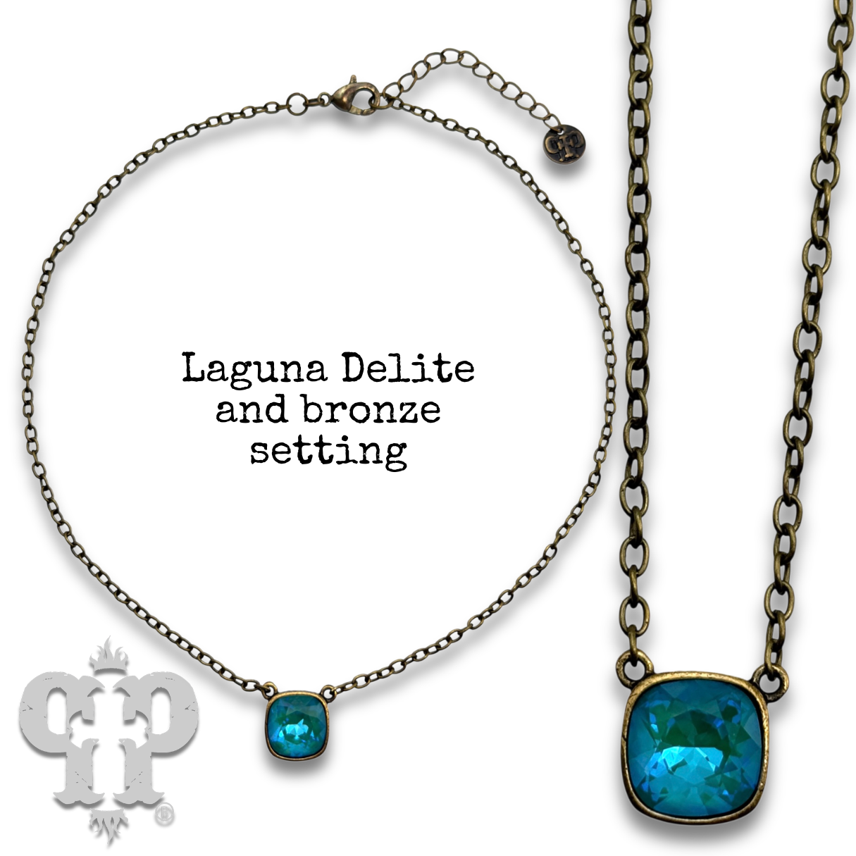 Austrian square crystal chain necklace, 12mm