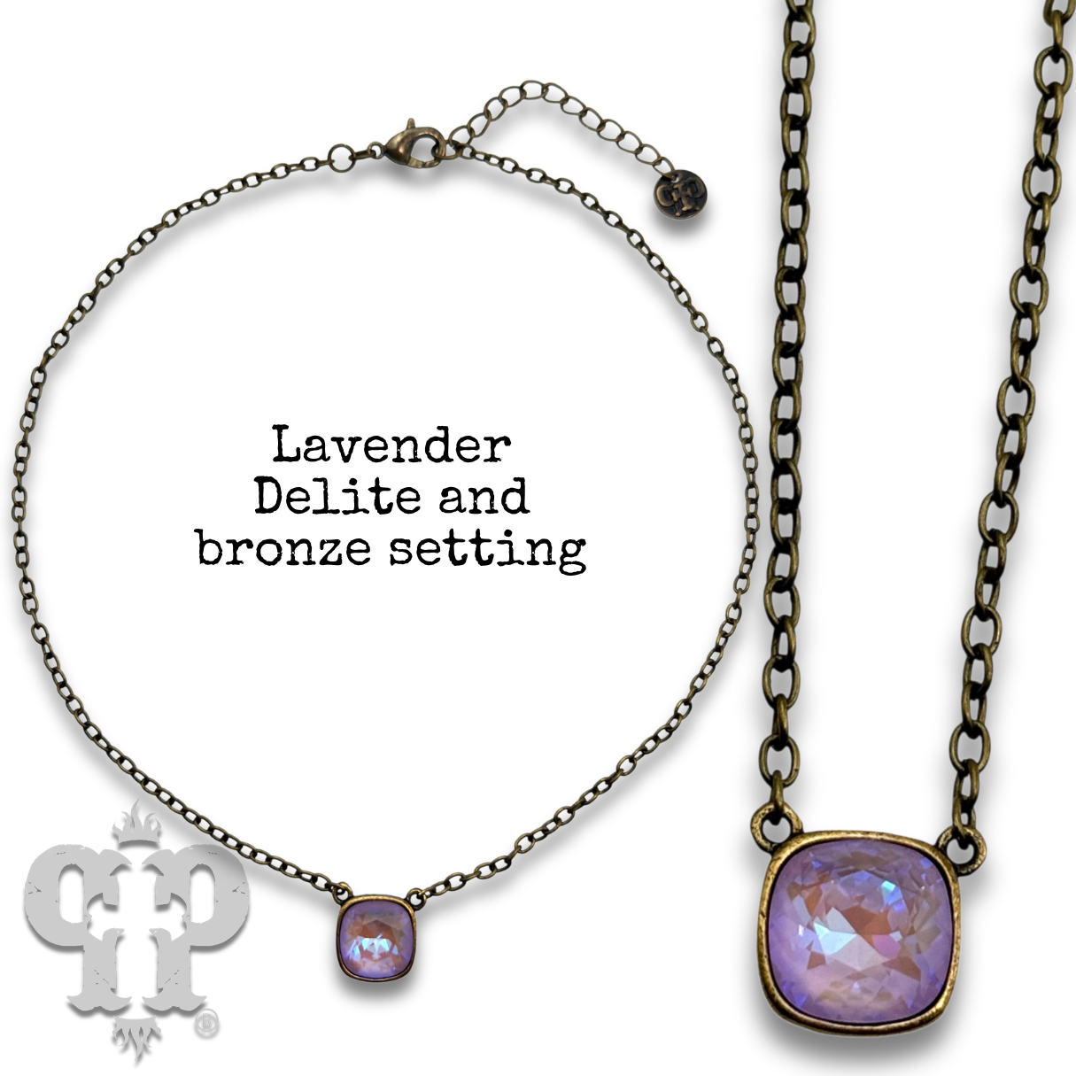 Austrian square crystal chain necklace, 12mm