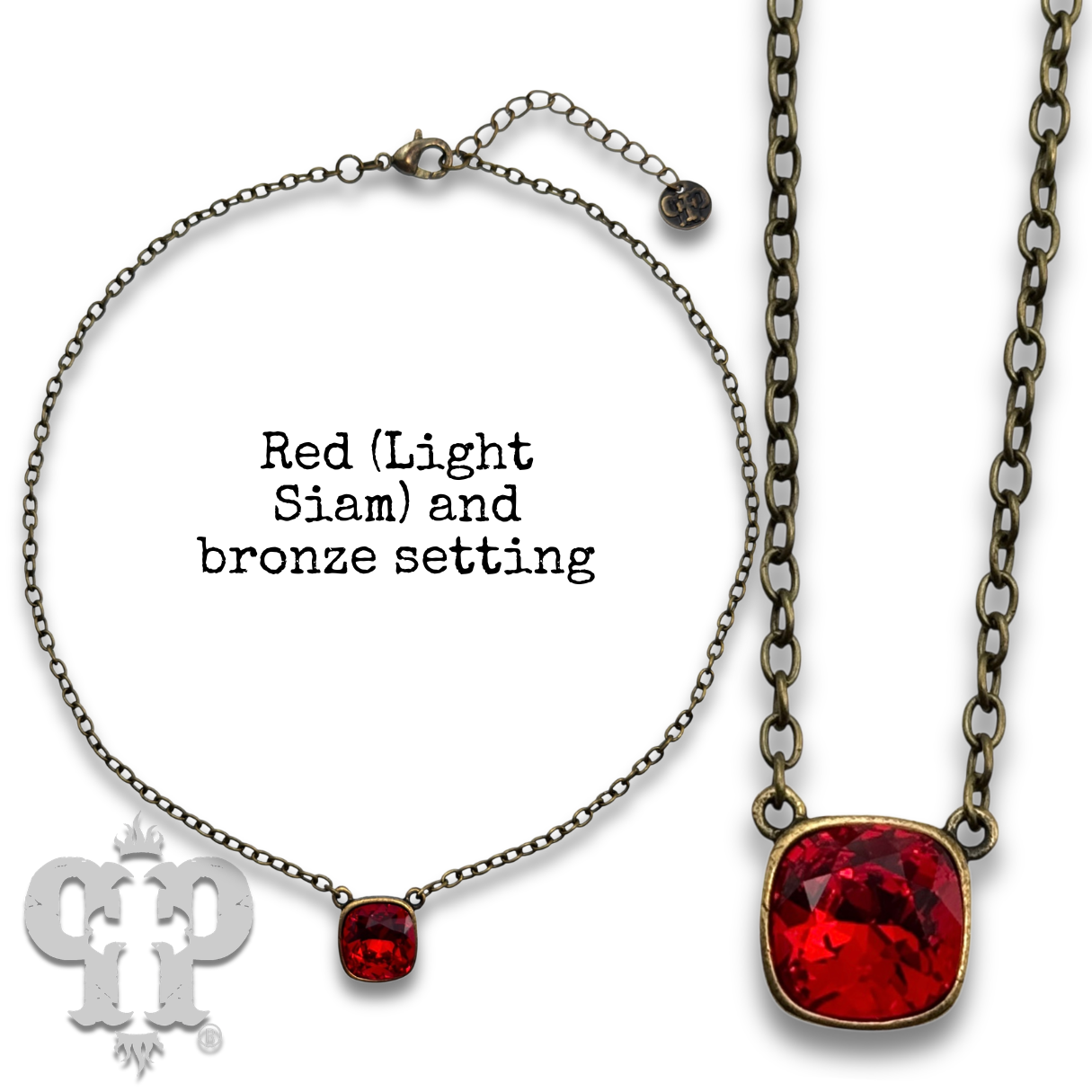 Austrian square crystal chain necklace, 12mm