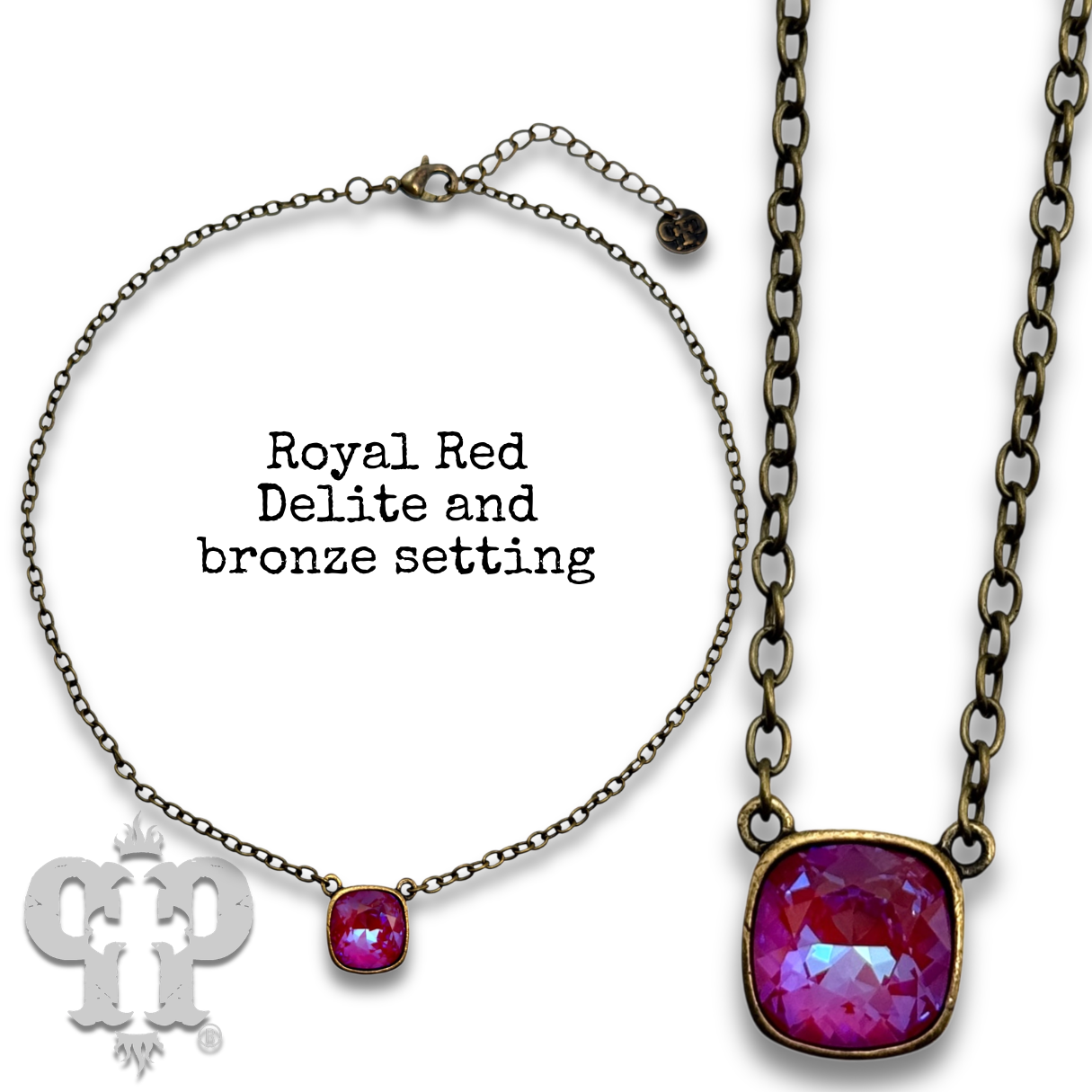 Austrian square crystal chain necklace, 12mm