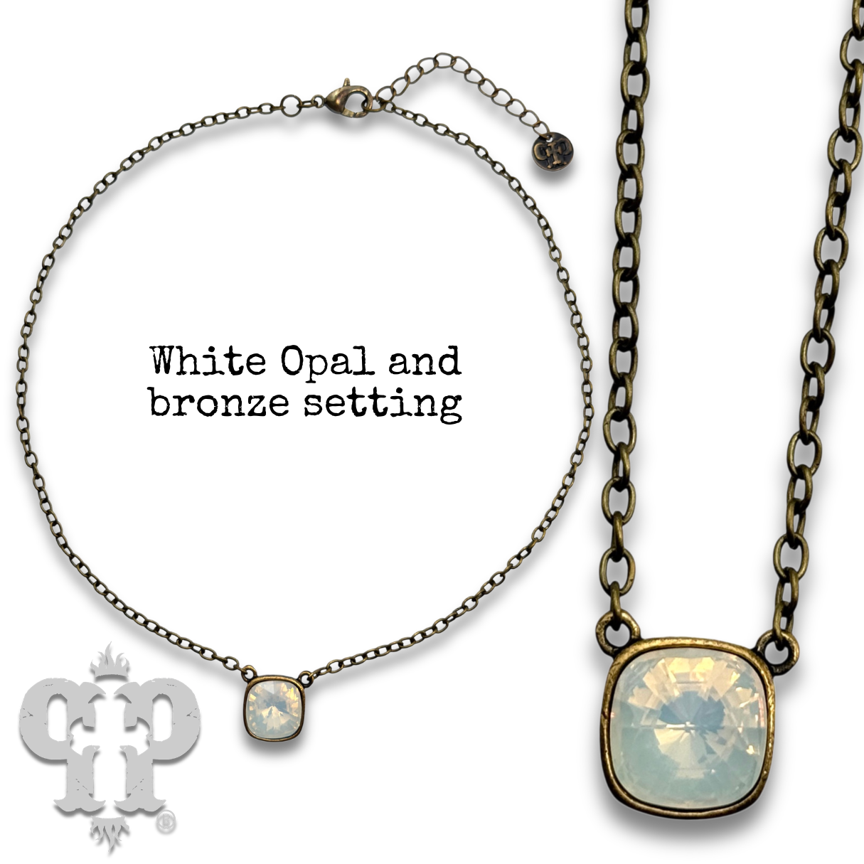 Austrian square crystal chain necklace, 12mm