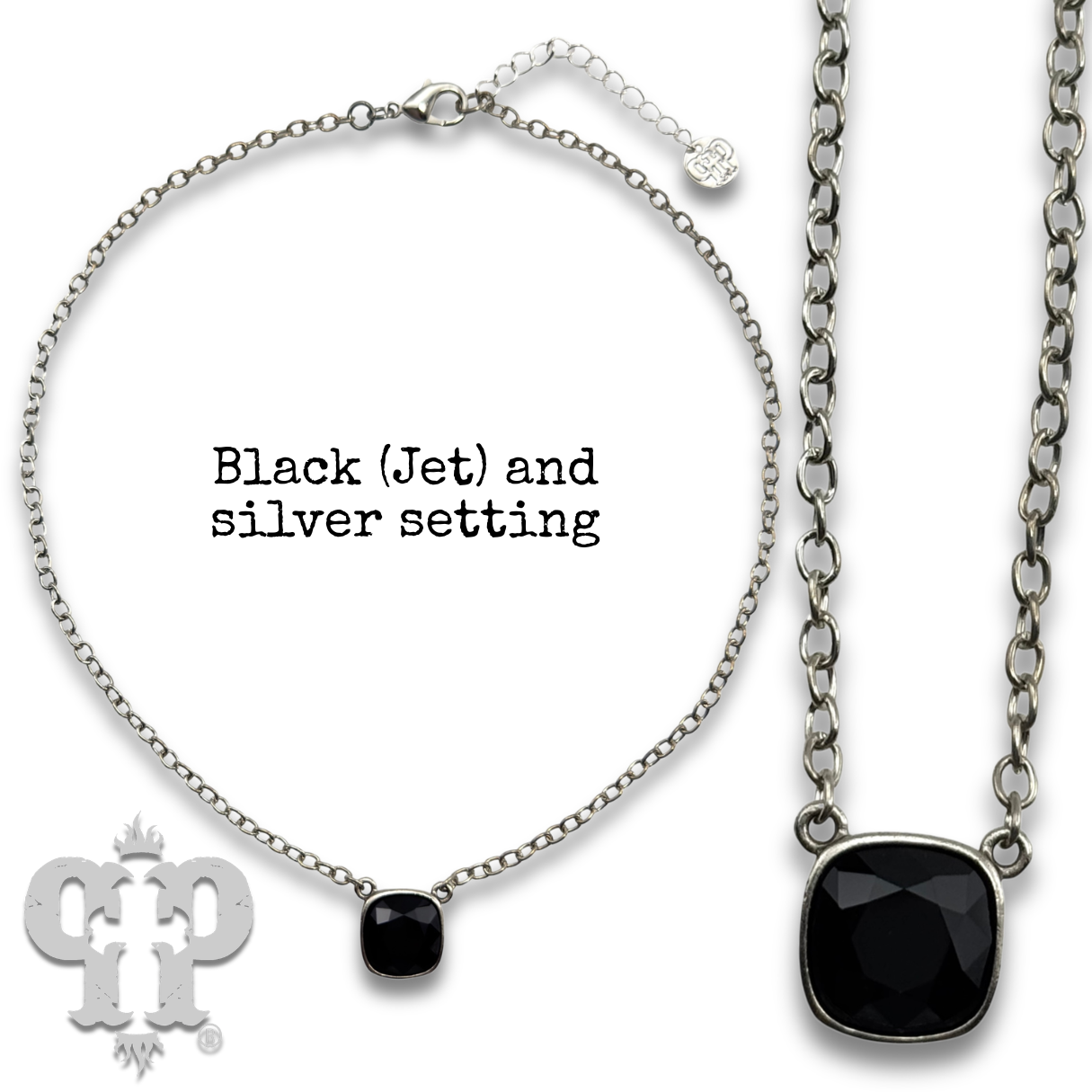 Austrian square crystal chain necklace, 12mm