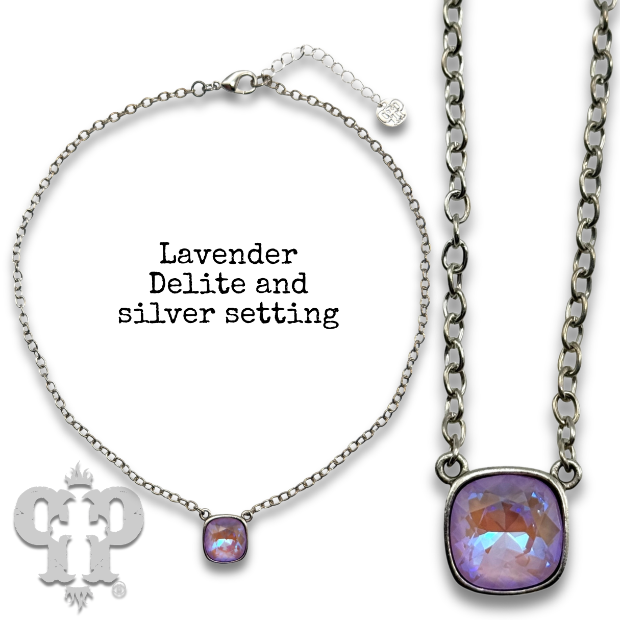 Austrian square crystal chain necklace, 12mm