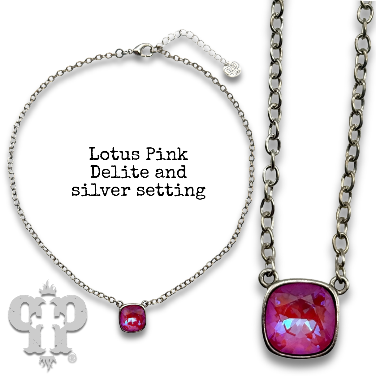 Austrian square crystal chain necklace, 12mm