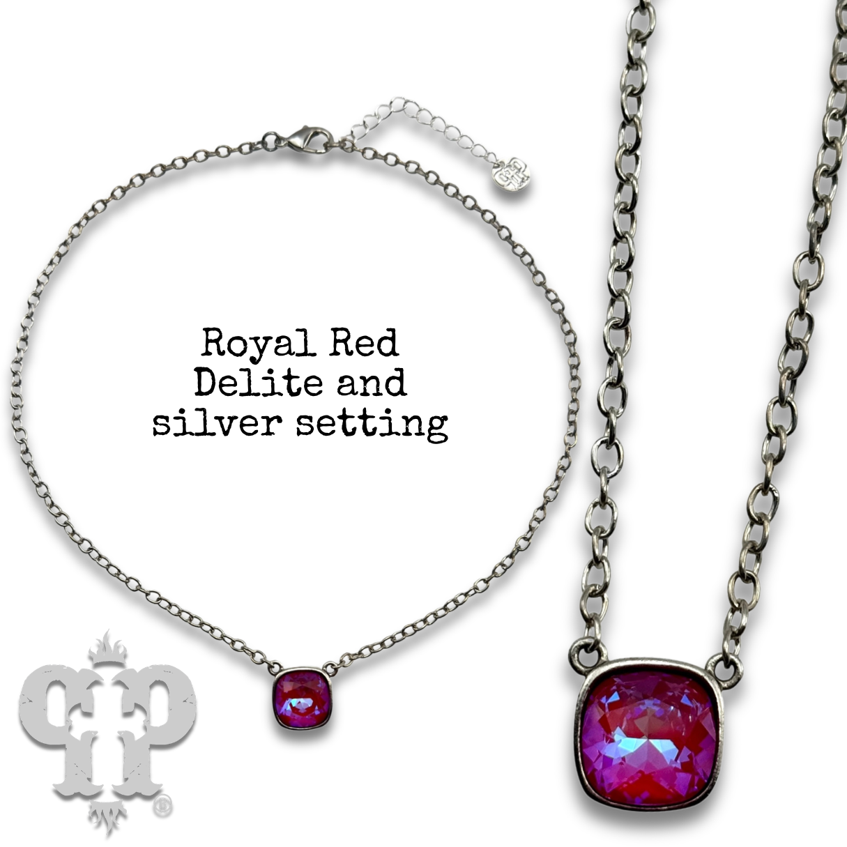 Austrian square crystal chain necklace, 12mm