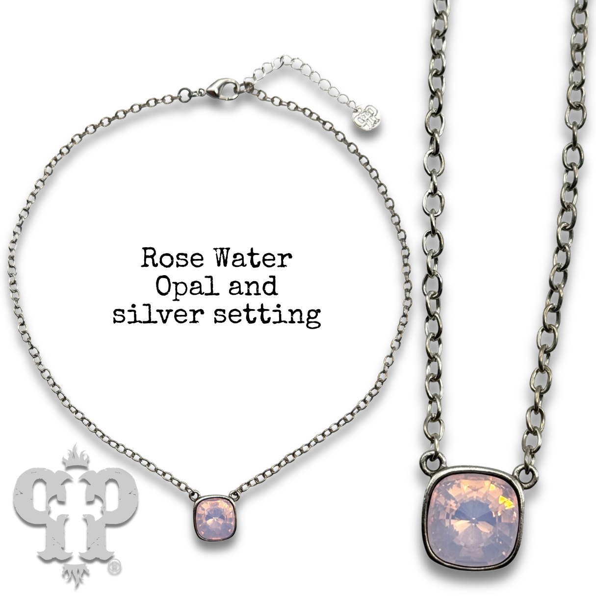 Austrian square crystal chain necklace, 12mm
