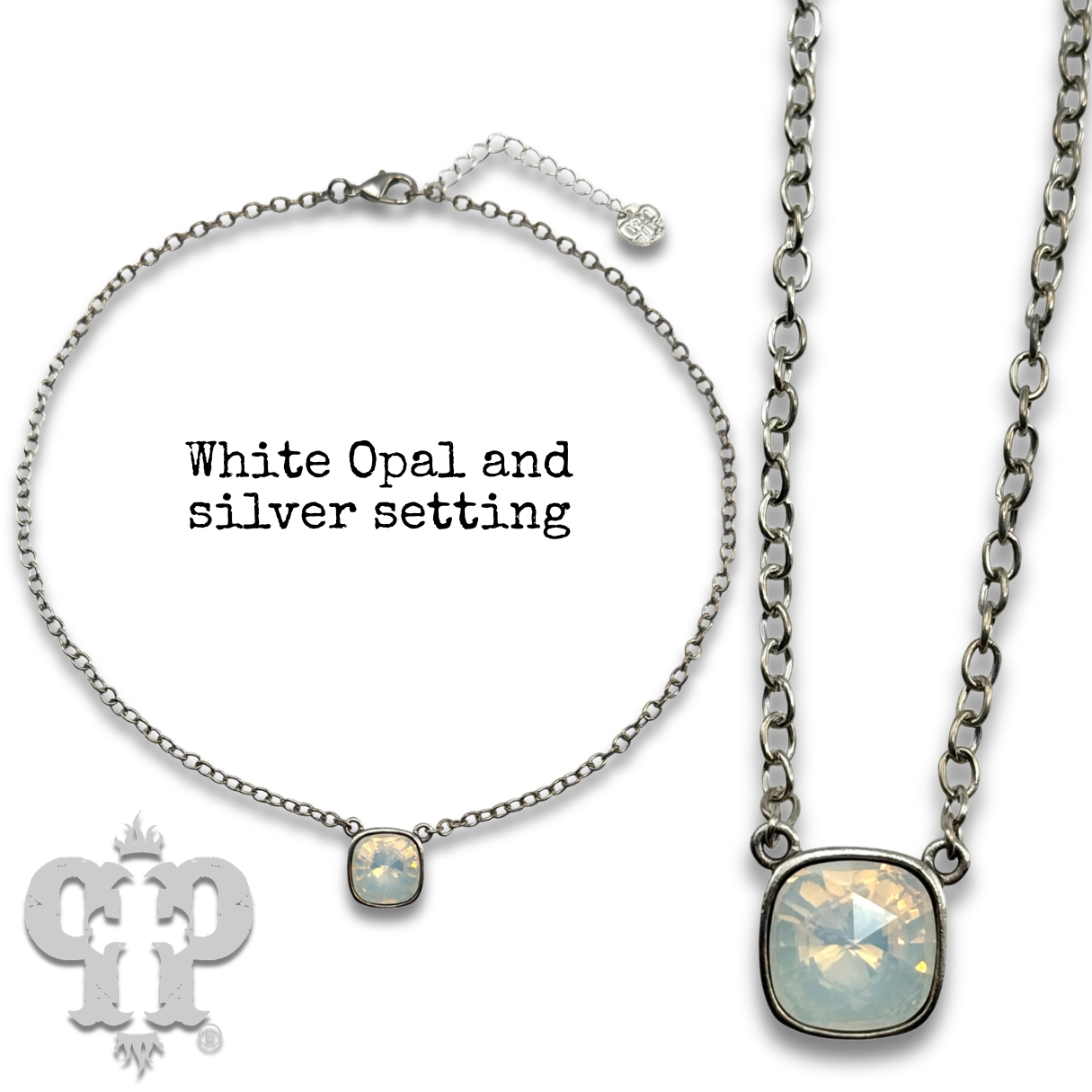 Austrian square crystal chain necklace, 12mm