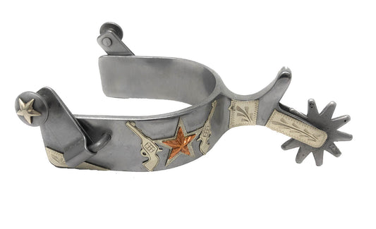 AJ Tack Men's Stainless Steel Stars and Double Shooter Spurs