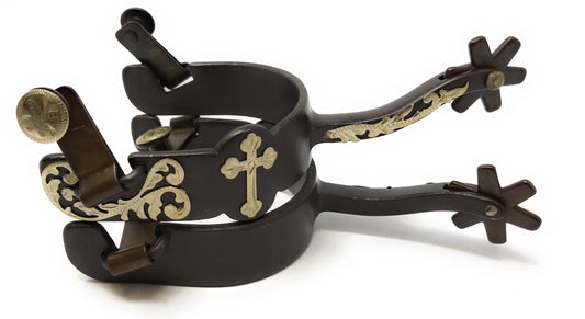 AJ Tack Men's Antique Brown Cross Offset Spurs