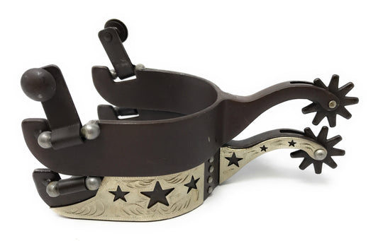 AJ Tack Youth Antique Brown Stars Cutout Spurs