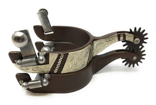 AJ Tack Men's Western Engraved Rock Grinder Spurs