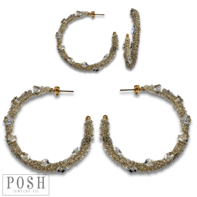 Seed bead hoop earring