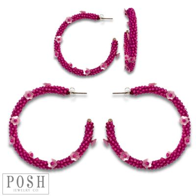 Seed bead hoop earring