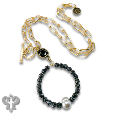 Pave rhinestone bead necklace, Austrian crystal