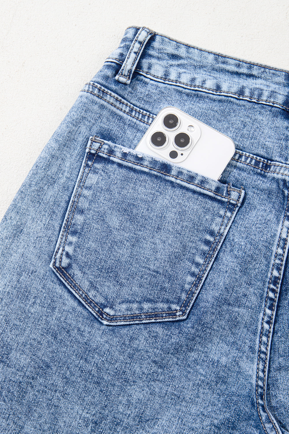 Ashleigh Blue Mineral Wash Bottom Cuff Distressed Wide Leg Jeans