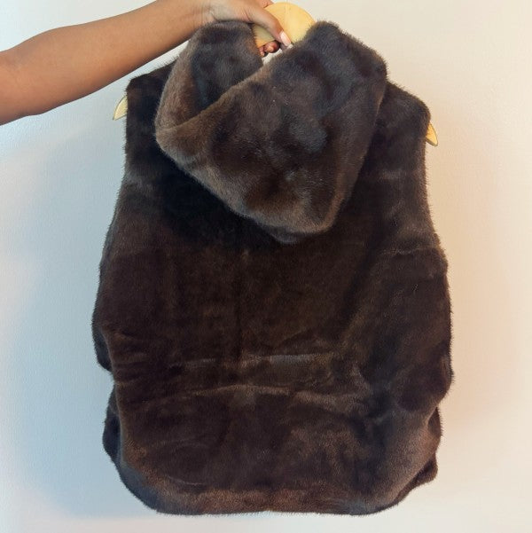 Real Feel Faux Mink Hooded Vest