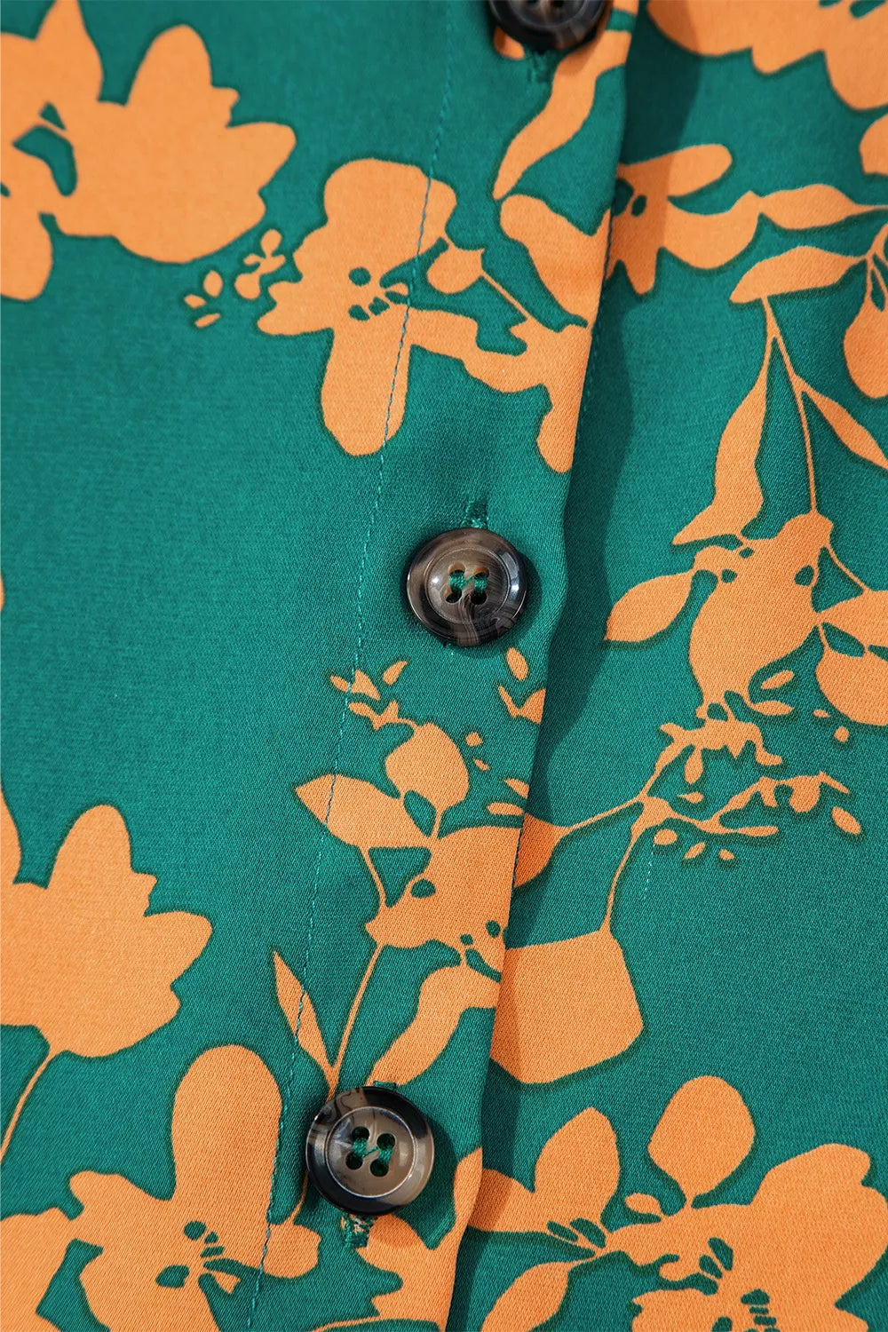 Printed Ruffled Hem Button Front Dress