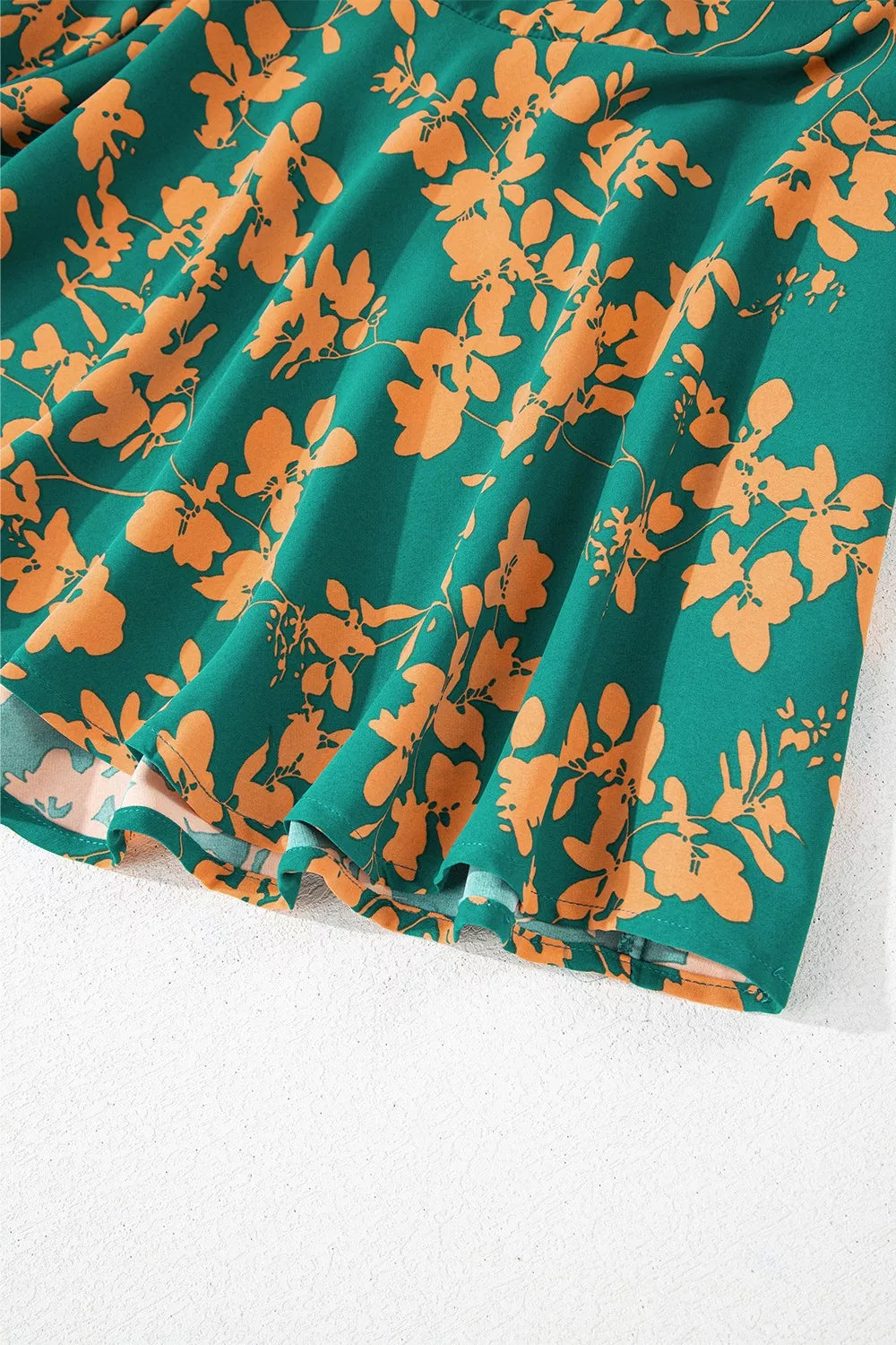 Printed Ruffled Hem Button Front Dress