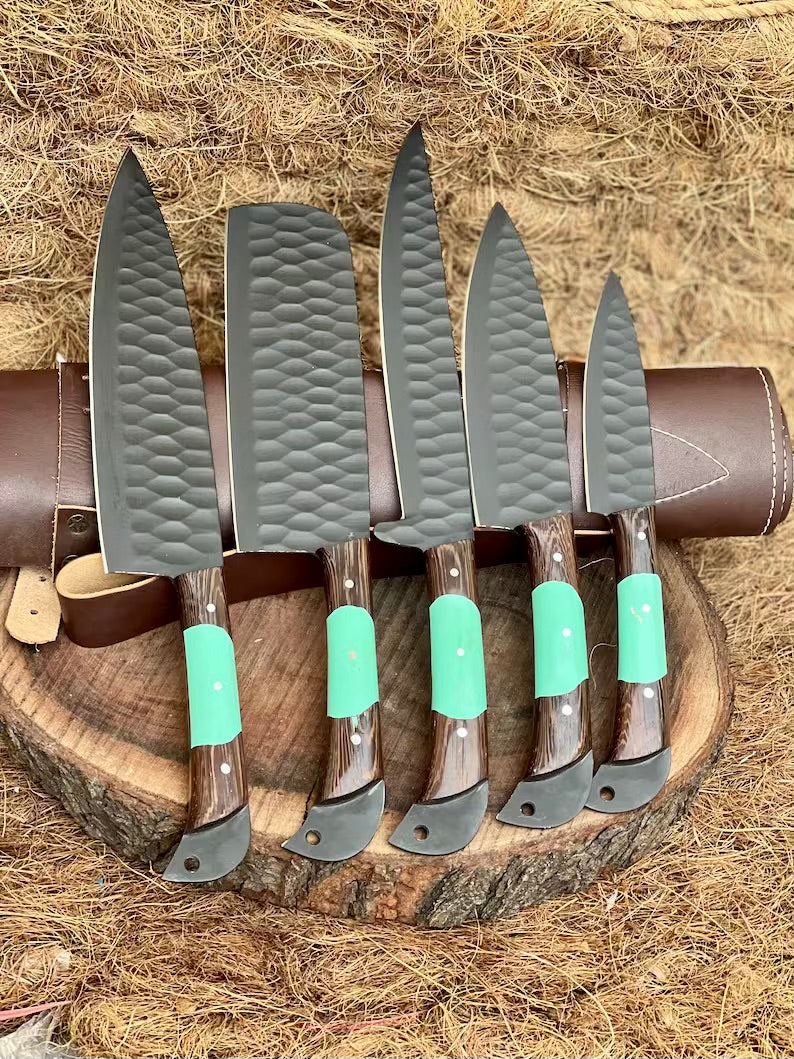 Here’s a fresh, seasonal rewrite with trending keywords and SEO-optimized structure:  Product Title: Premium Knofe Set – 13" Forged Stainless Steel Blade with Wenge Wood & Resin Handle + Leather Sheath