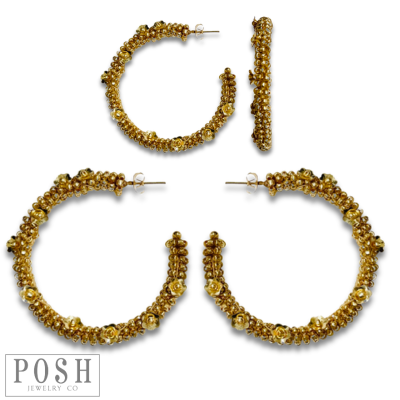 Seed bead hoop earring