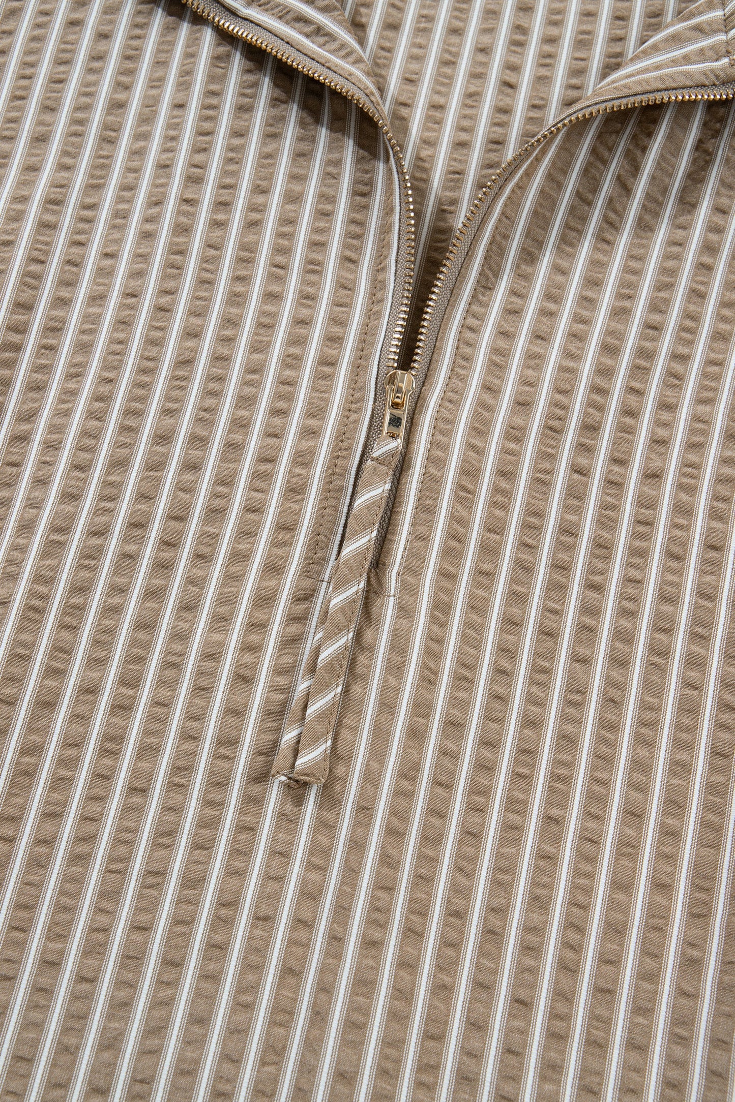 Plus Size Stripe Zip-Up Collared Mini Dress