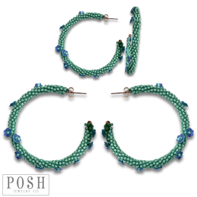 Seed bead hoop earring