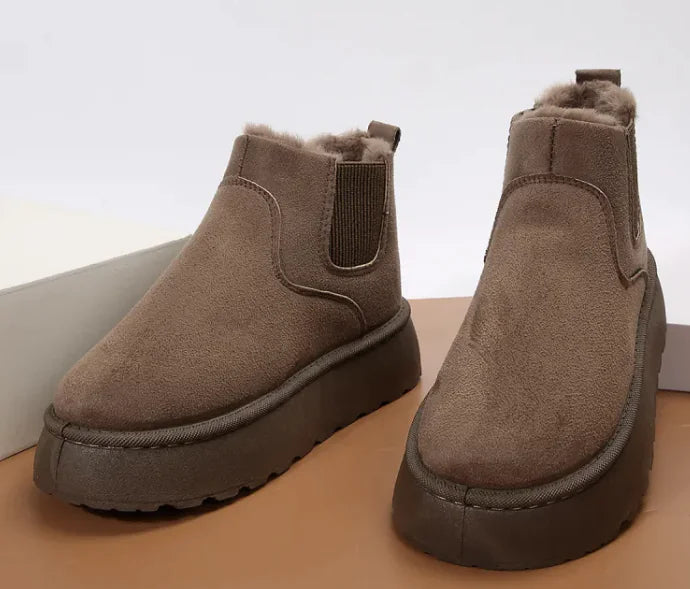 Women's Plush Boots Winter Warm Fleece Thick Flats Snow Boots Fashion Shoes - # GIAA73410005