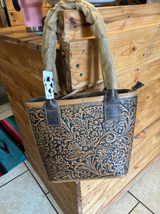 Floral Leather Tote
