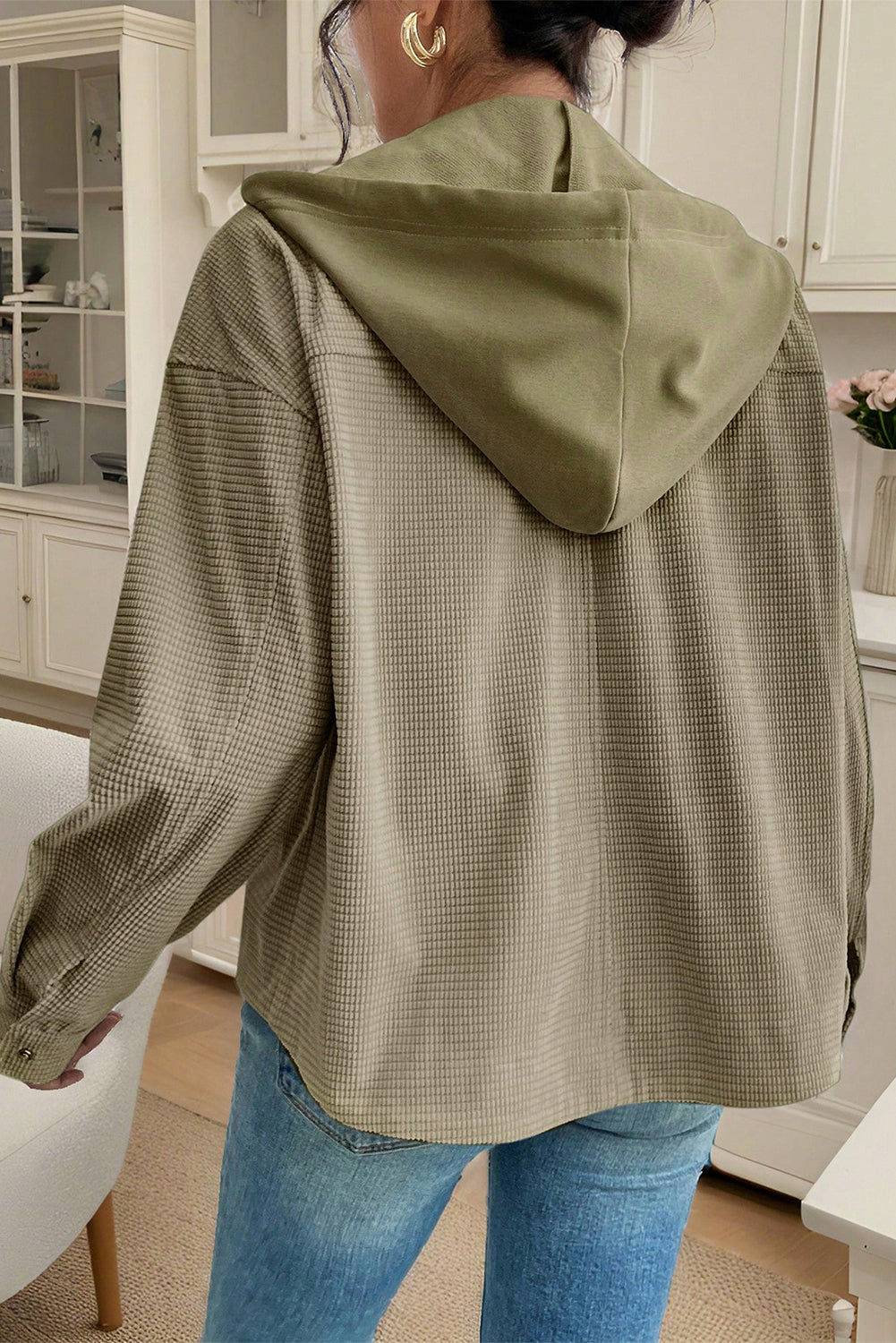 Beige 2 in 1 Thermal Knit Textured Hooded Jacket