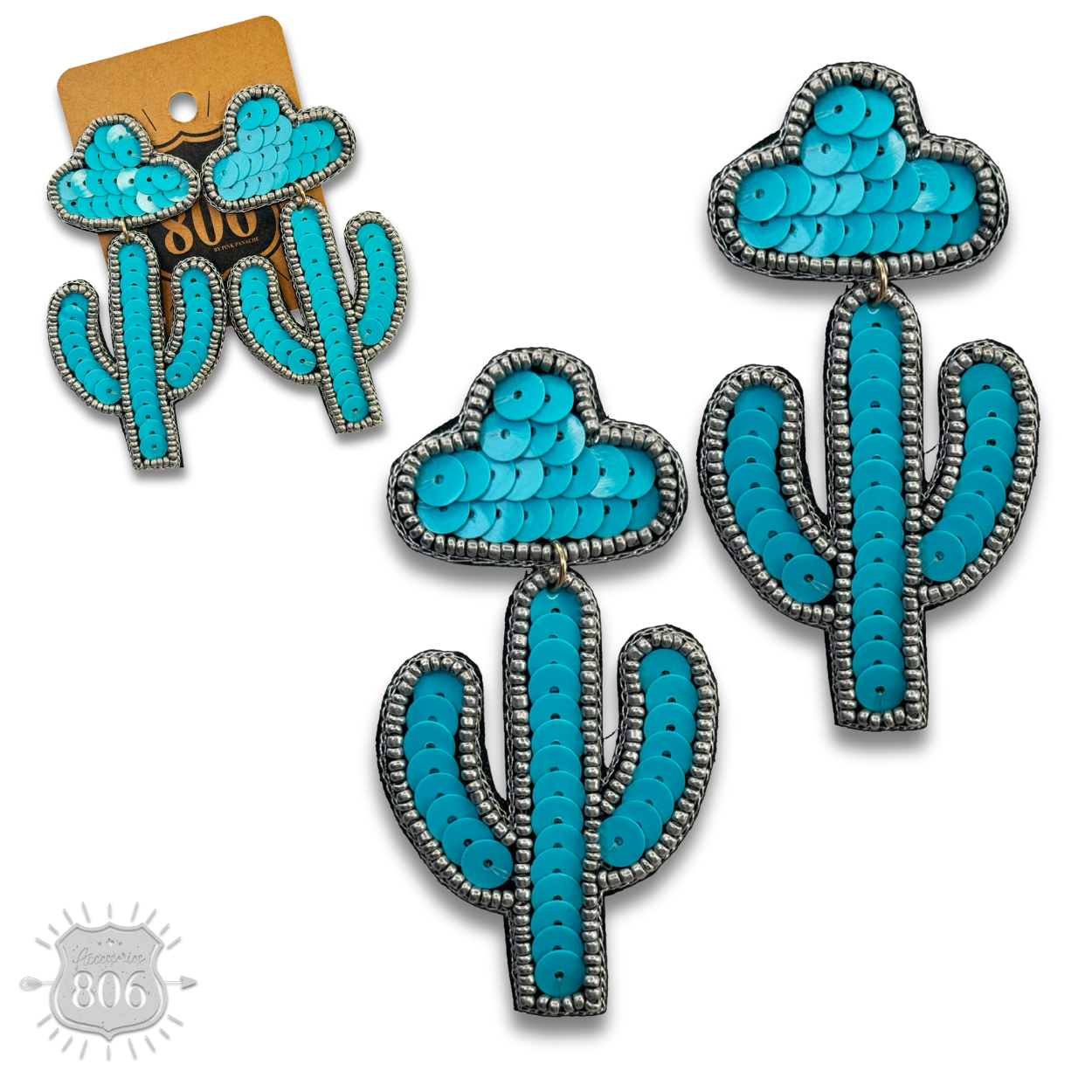 Cactus and sombrero sequin earring