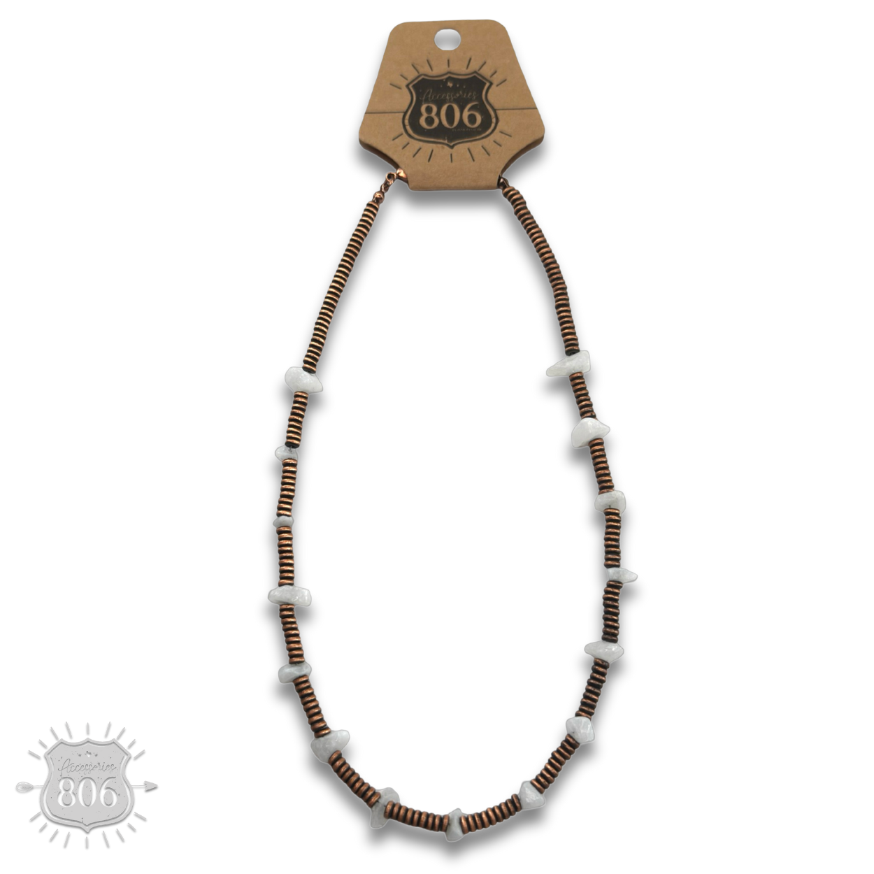 Saucer bead and stone necklace