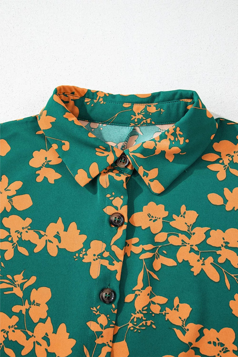 Printed Ruffled Hem Button Front Dress