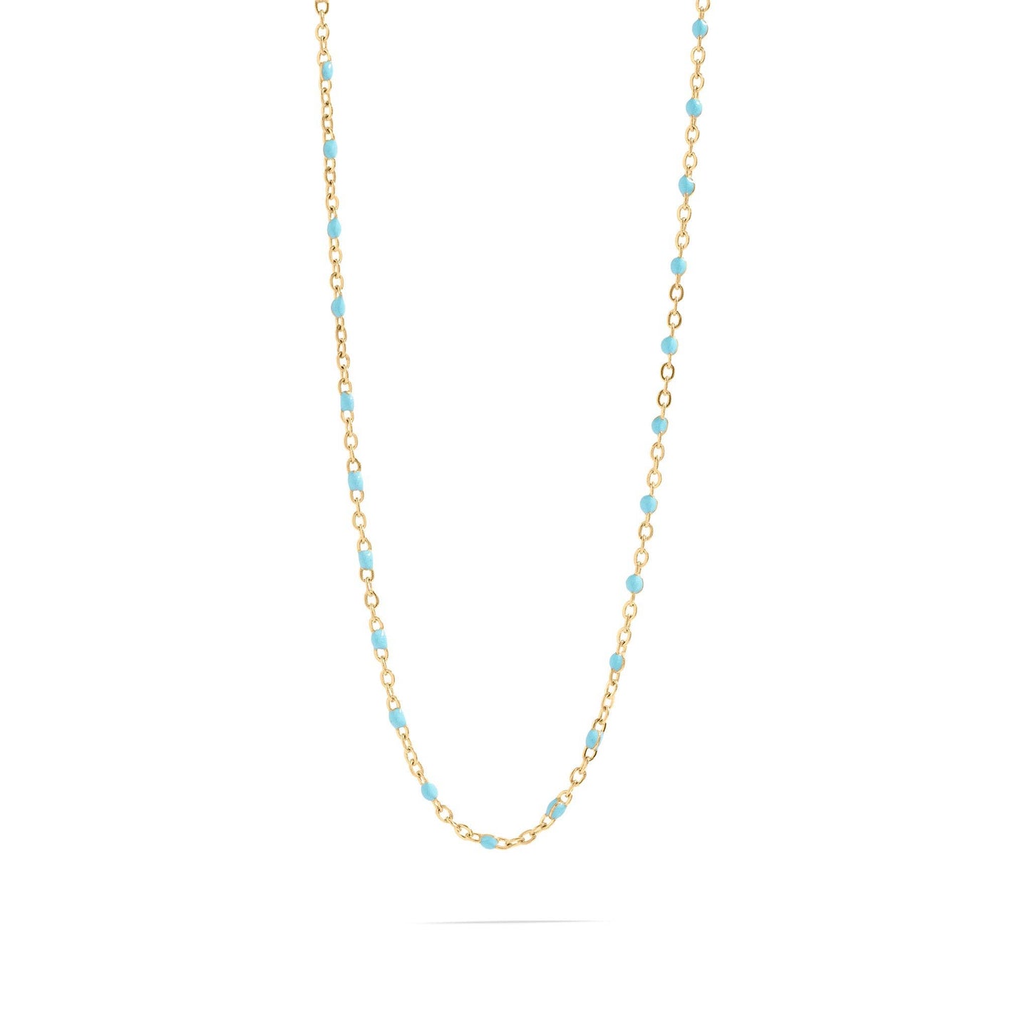 18K Gold Stainless Steel Turquoise Chain Necklace: Gold / 16+2"