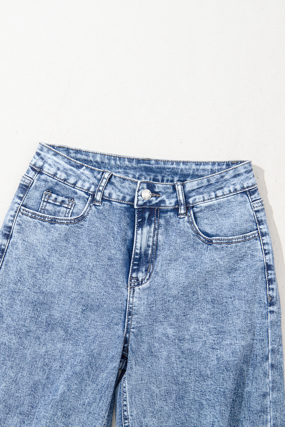 Ashleigh Blue Mineral Wash Bottom Cuff Distressed Wide Leg Jeans