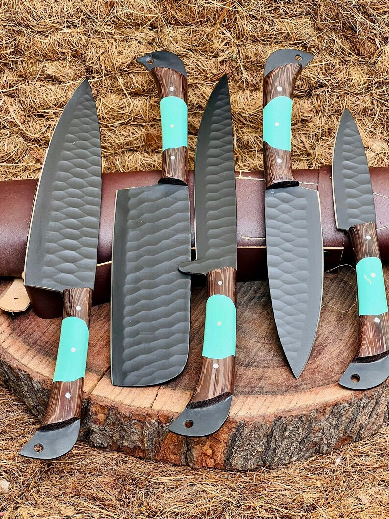 Here’s a fresh, seasonal rewrite with trending keywords and SEO-optimized structure:  Product Title: Premium Knofe Set – 13" Forged Stainless Steel Blade with Wenge Wood & Resin Handle + Leather Sheath