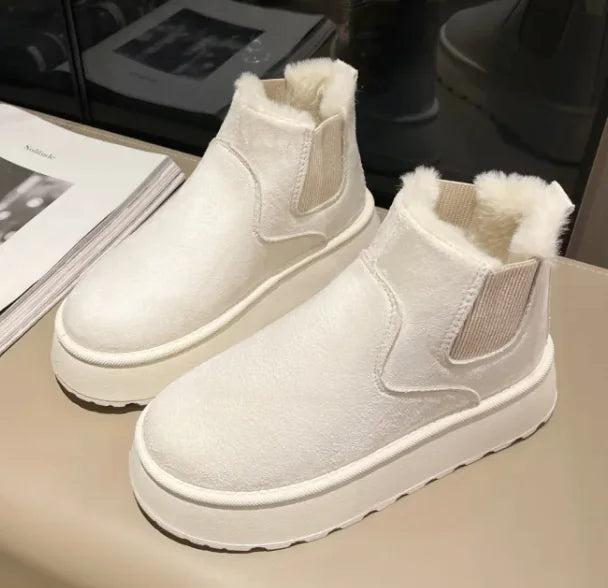 Women's Plush Boots Winter Warm Fleece Thick Flats Snow Boots Fashion Shoes - # GIAA73410005