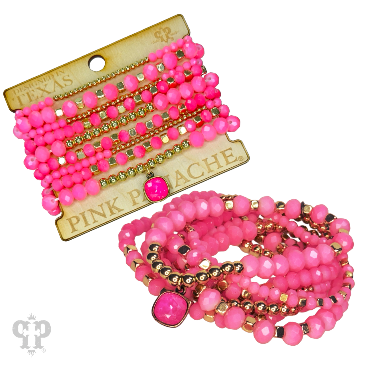 Beaded bracelet stack set, Austrian crystal