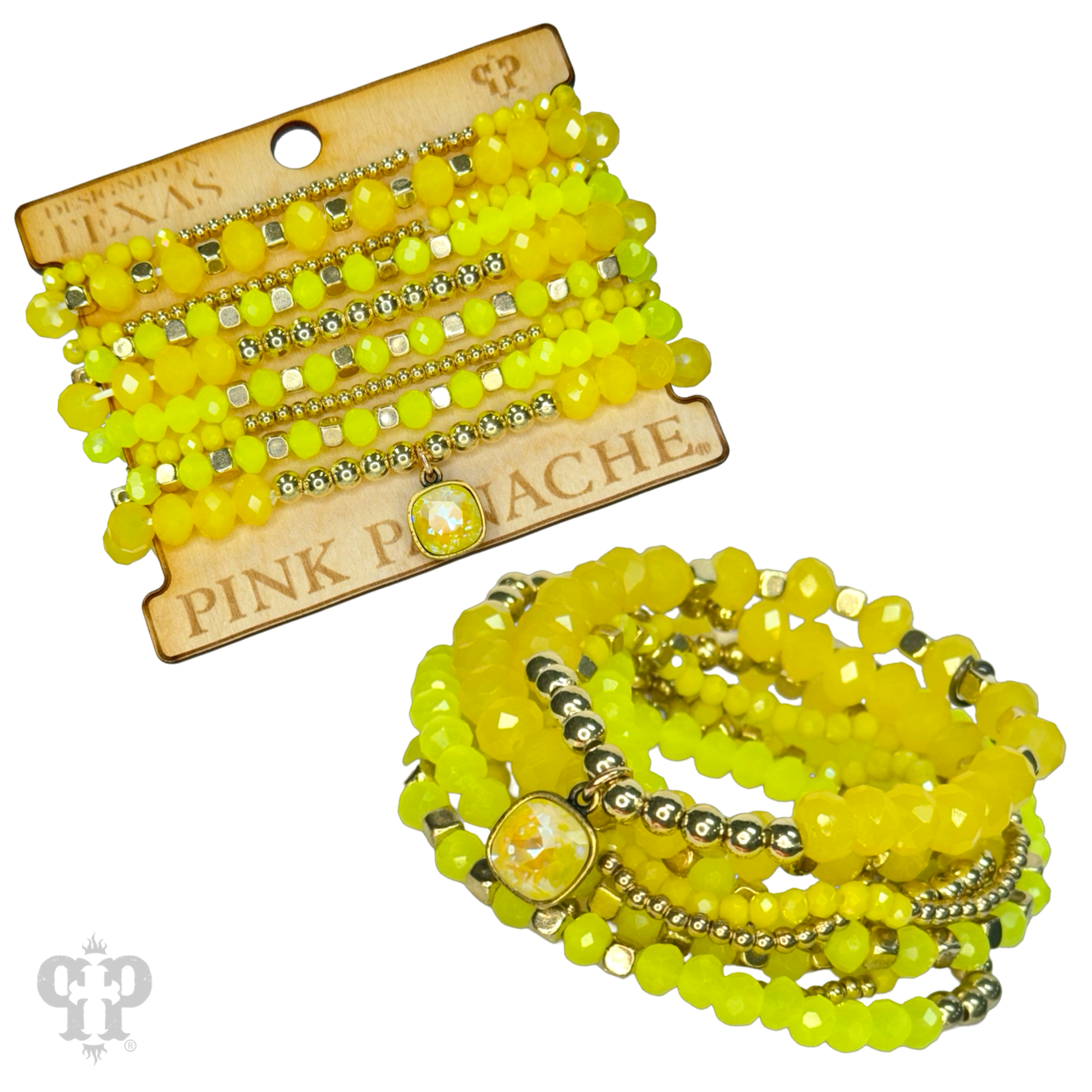 Beaded bracelet stack set, Austrian crystal