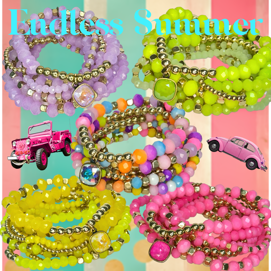 Beaded bracelet stack set, Austrian crystal