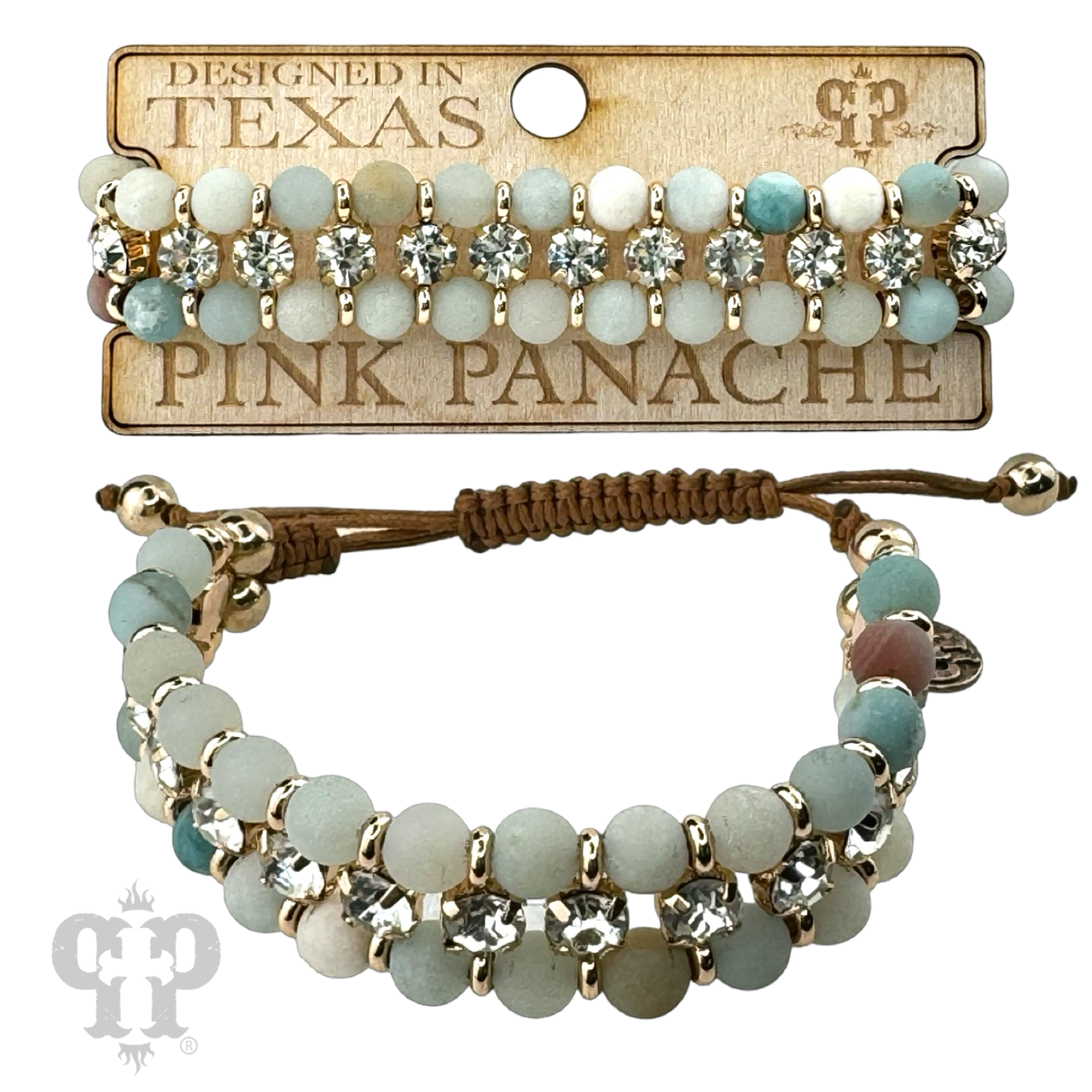 Bead and rhinestone adjustable bracelet