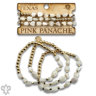 Quartz bead bracelet stack