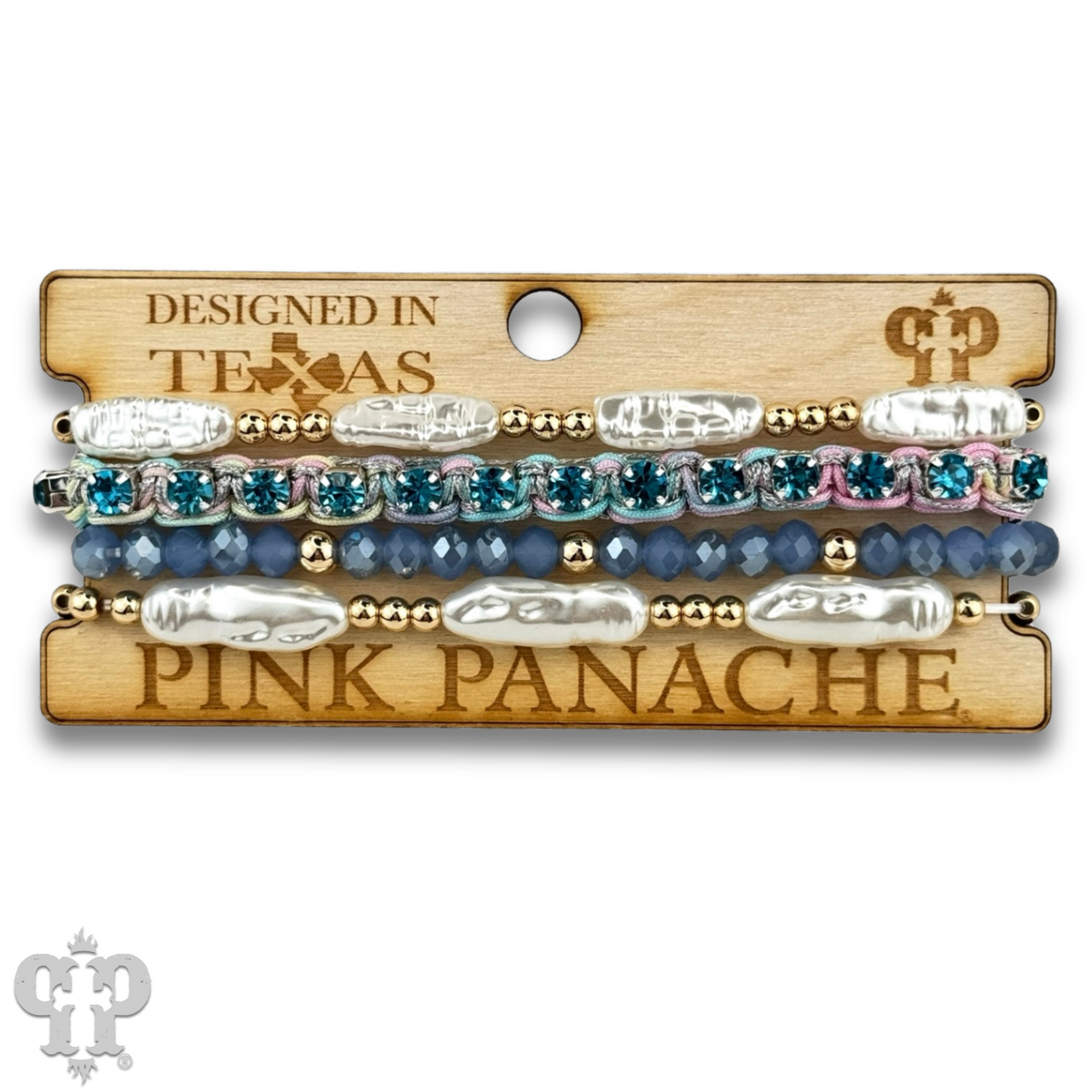 Rhinestone slide and variety bead bracelet set, curvy fit