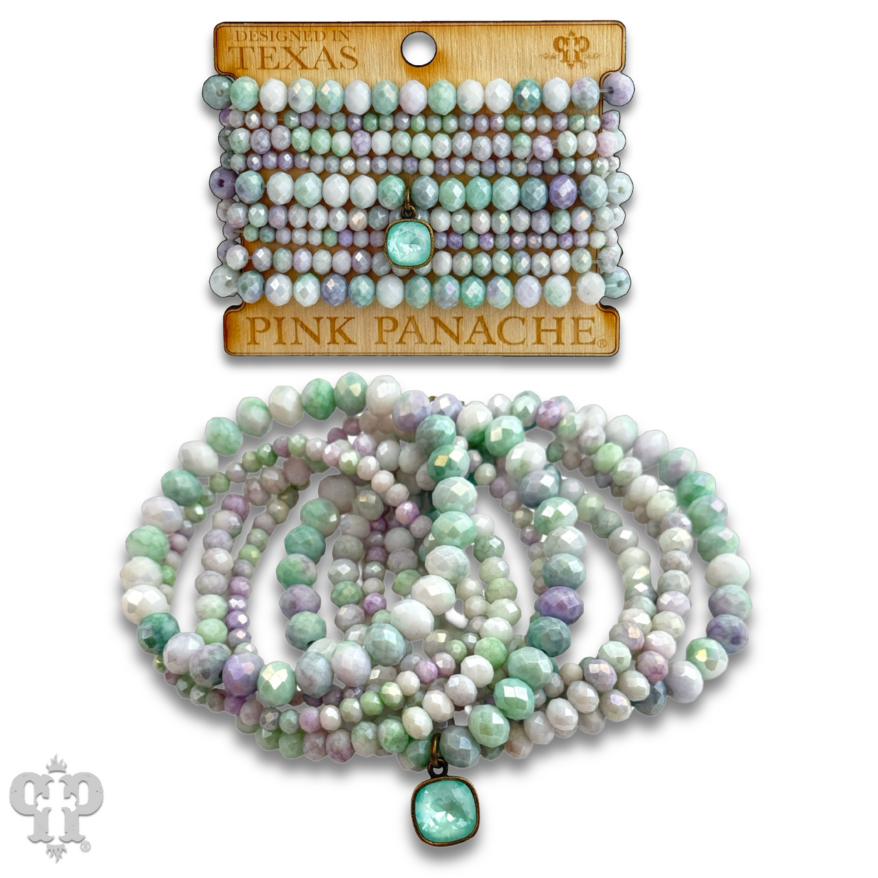 Ombre faceted bead bracelet with Austrian crystal