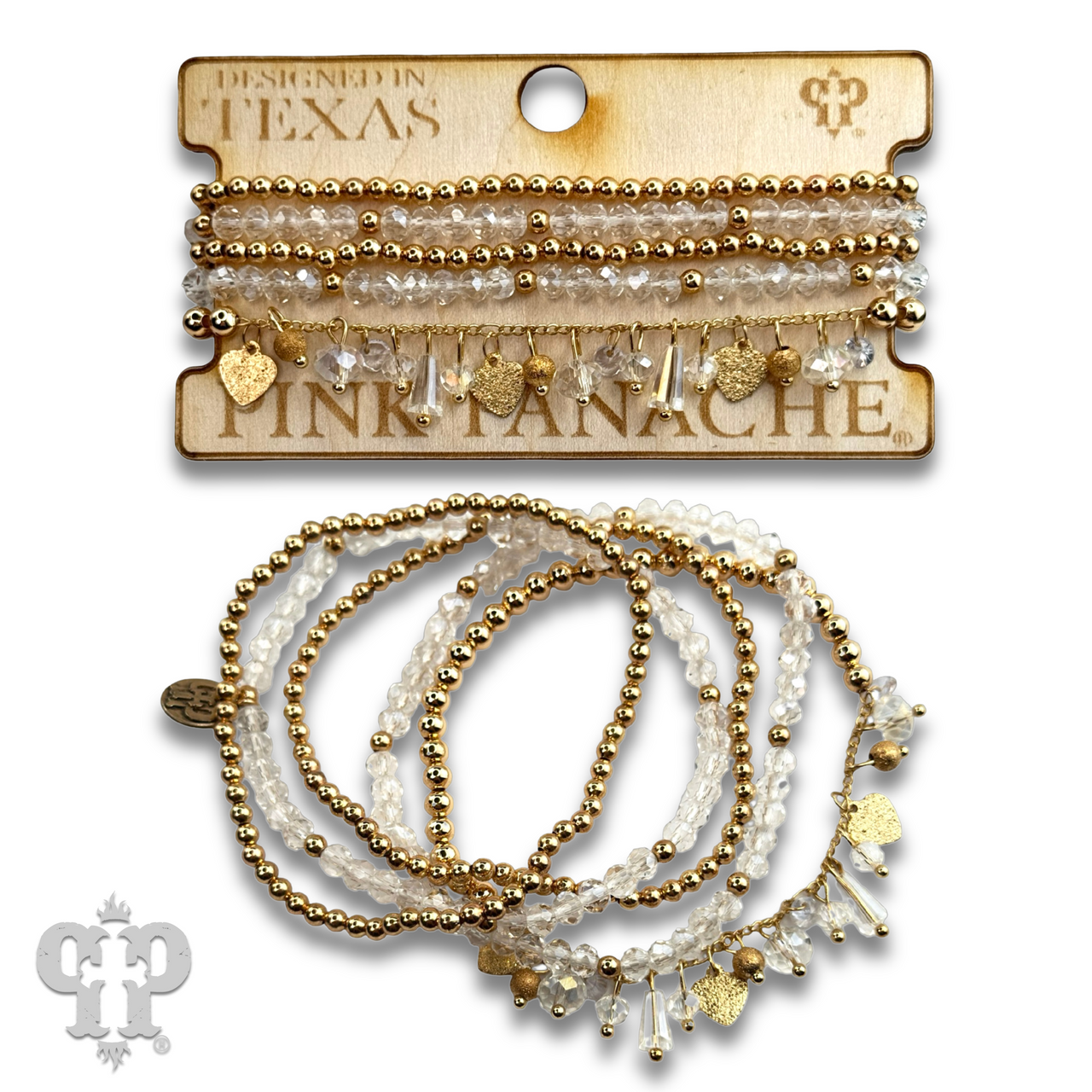 Heart and variety bead charm bracelet