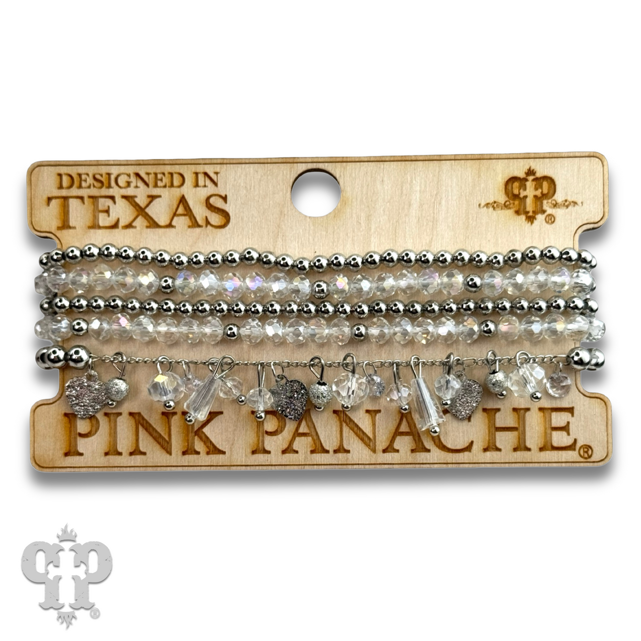 Heart and variety bead charm bracelet