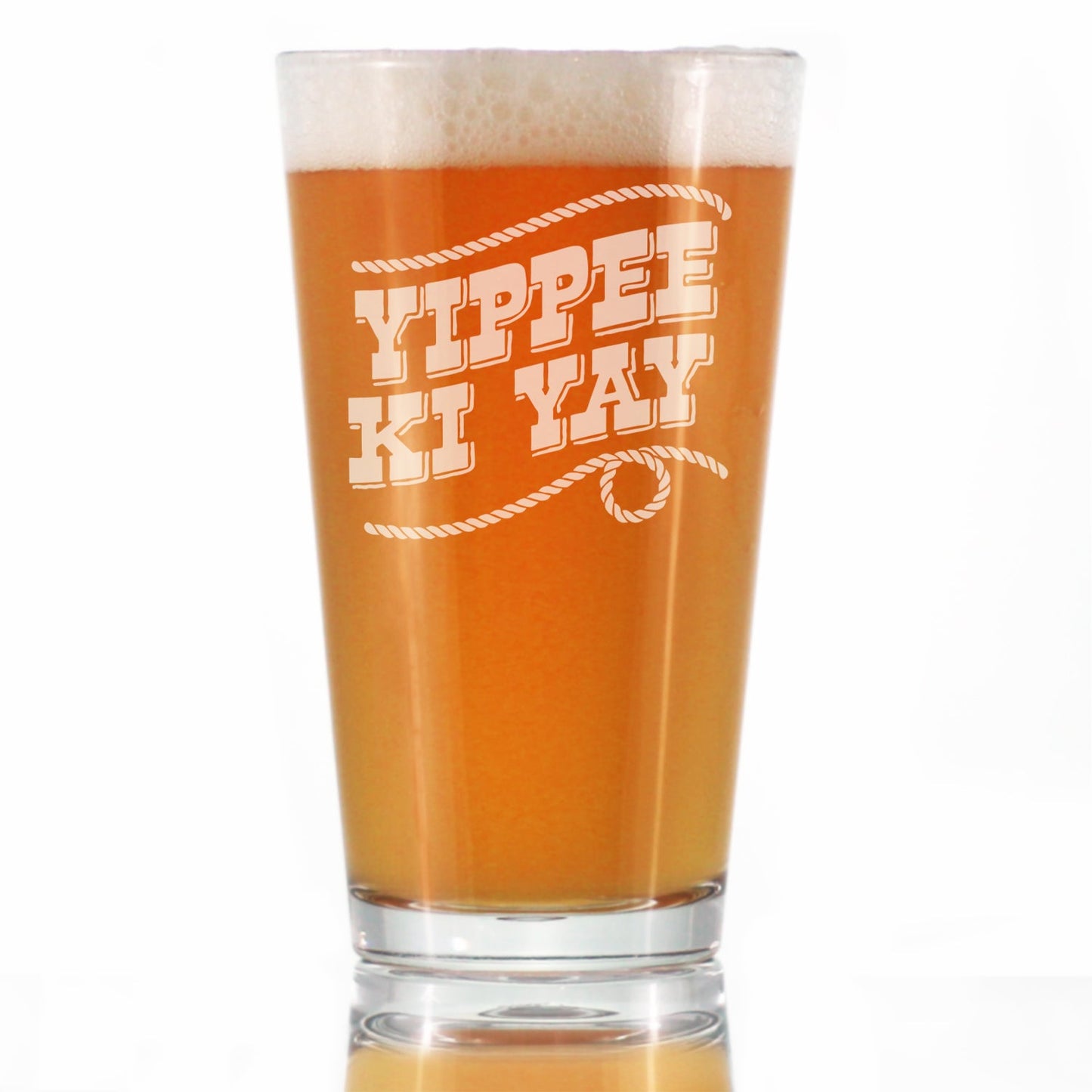 Yippee Ki Yay Engraved Pint Glass Gifts Country Western Home Decor High Quality Pint Glasses for Beer - 16oz