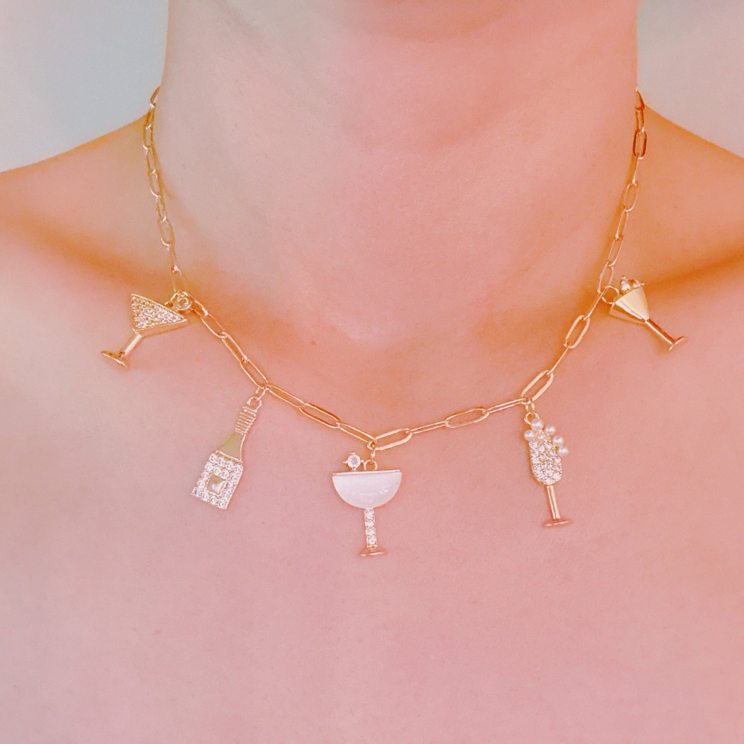 Cheers To Happiness Multi Charm Necklace